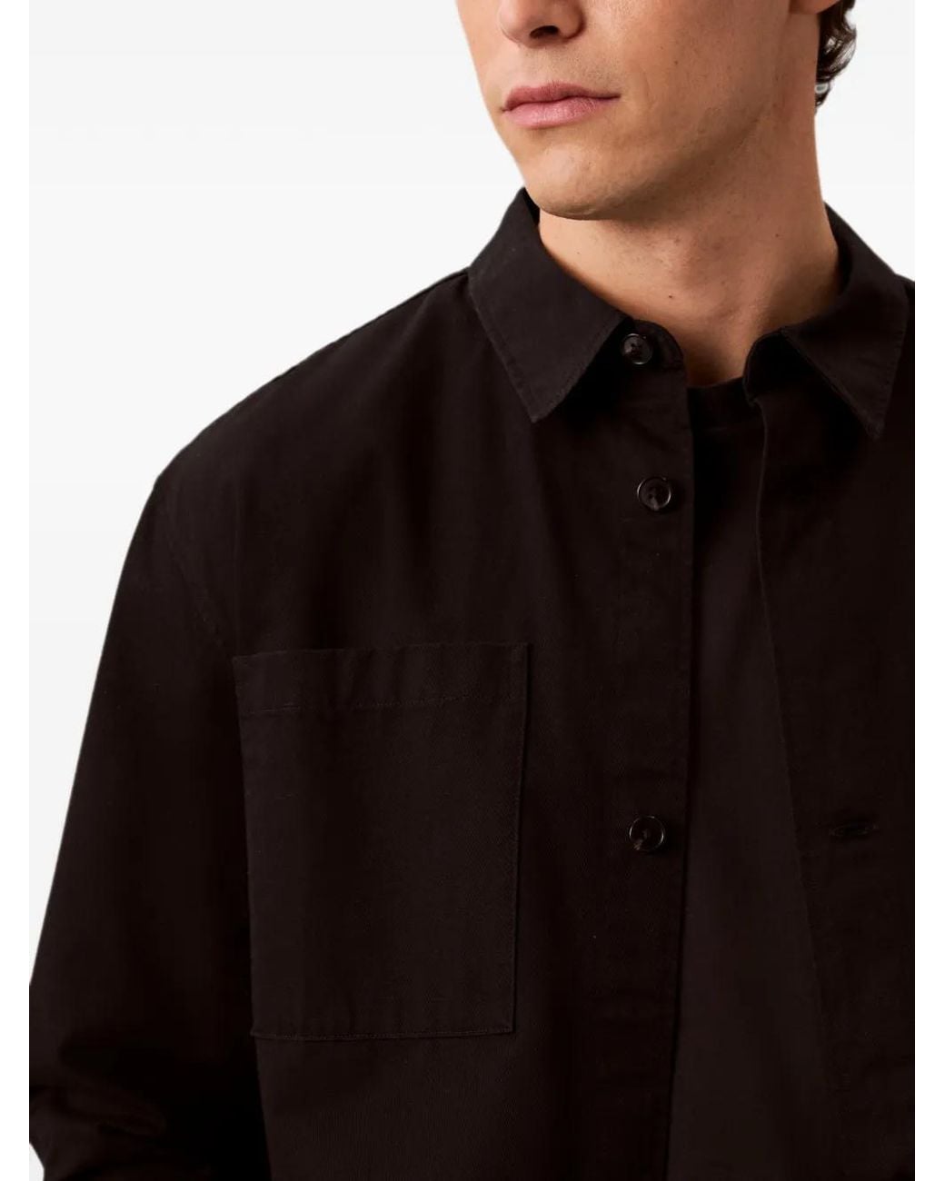 Calvin Klein Black Patch-Pocket Long-Sleeve Shirt for men