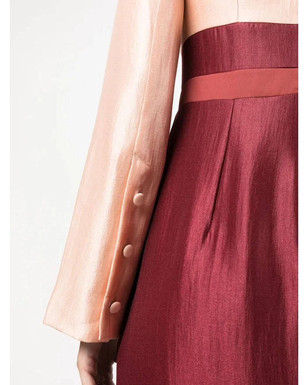 Baruni Red Sahda Detachable-Sleeve Maxi Dress