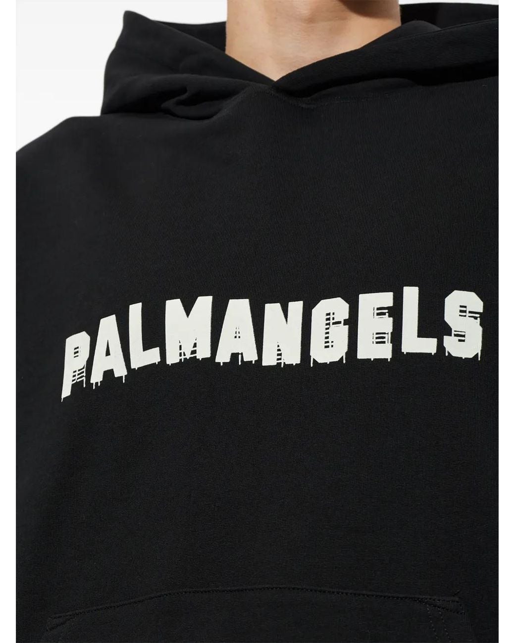 Palm Angels Black Logo-Print Hoodie for men