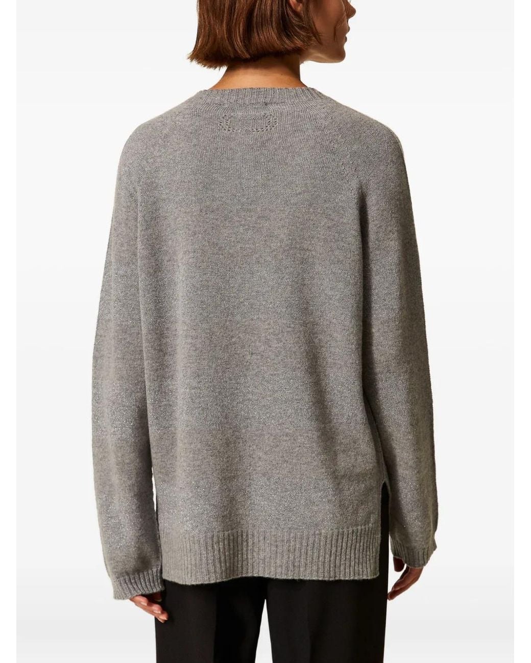 Twinset Gray Lurex-Detail Jumper