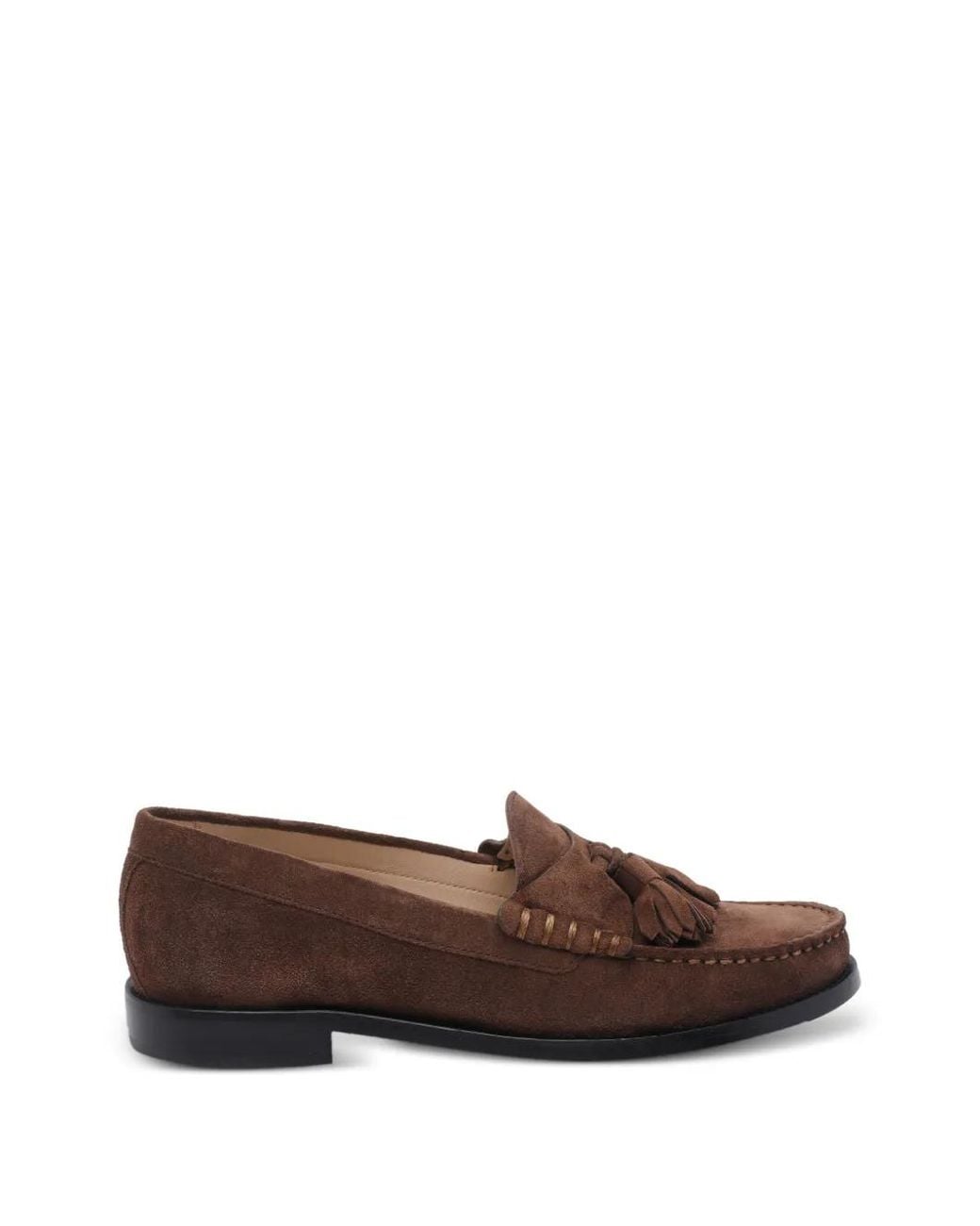 Stuart Weitzman Brown Tassel Round Toe Loafers