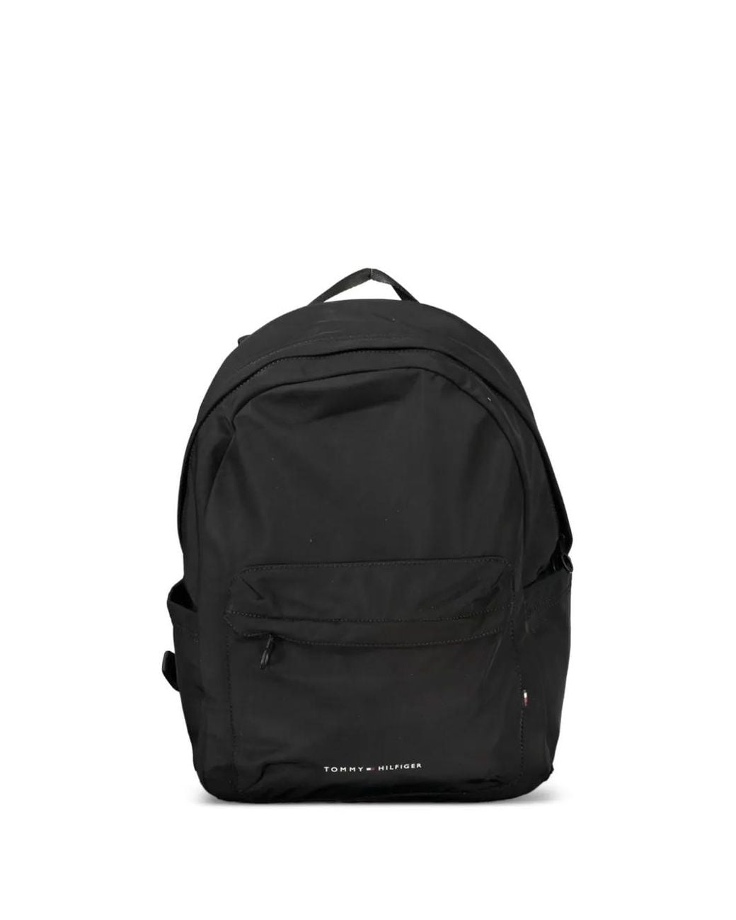 Tommy Hilfiger Black Logo-Print Zip-Pocket Backpack for men
