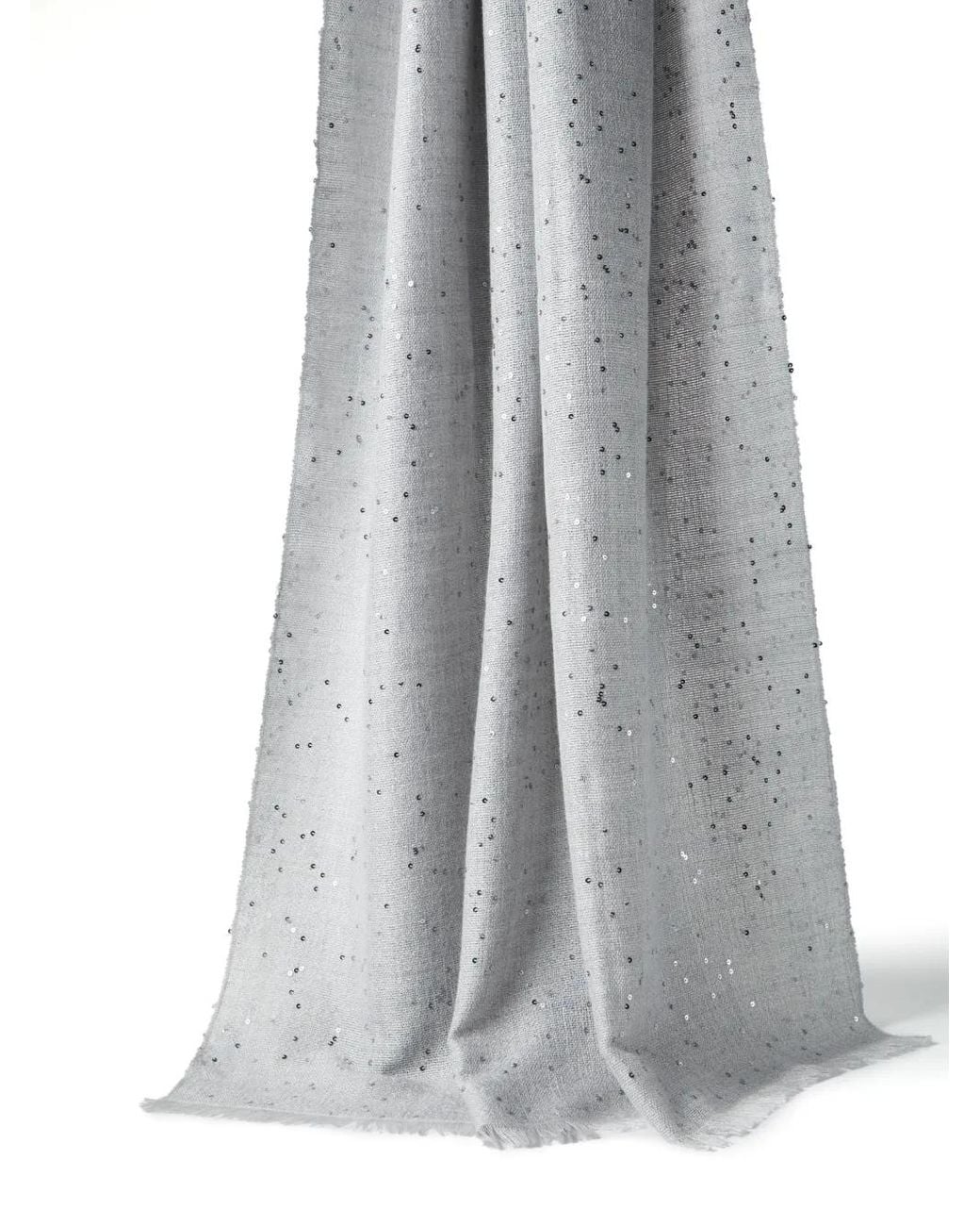 Brunello Cucinelli Gray Fringed Sequin Scarf