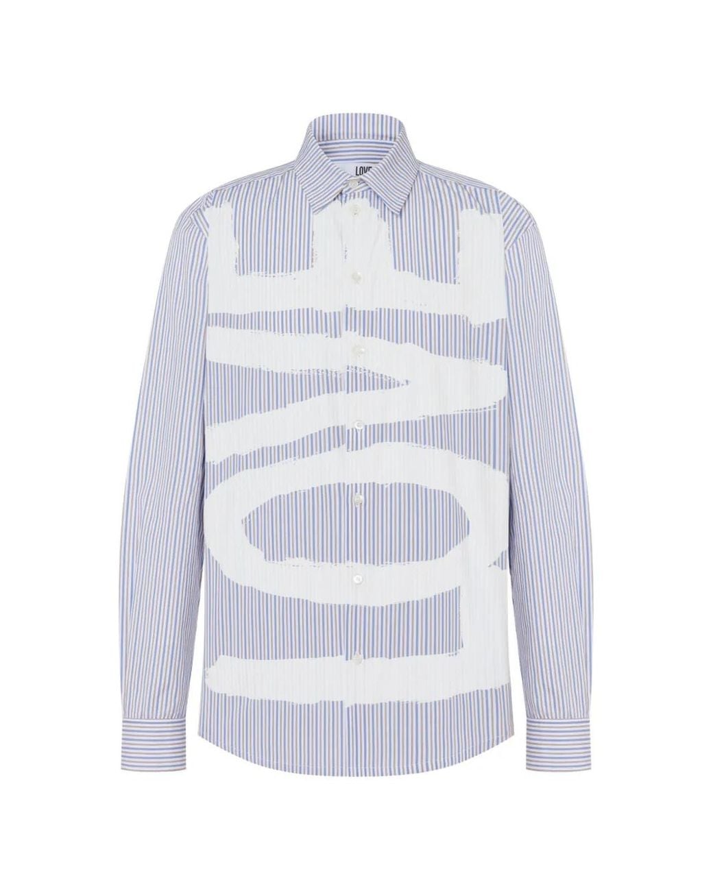 Love Moschino White Logo-Print Striped Shirt for men