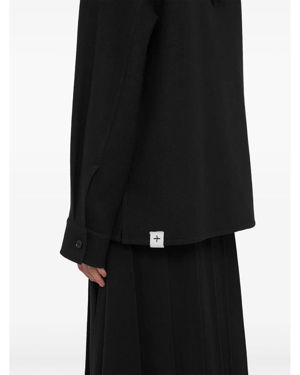 Jil Sander Black Long-Sleeve Wool Flannel Overshirt