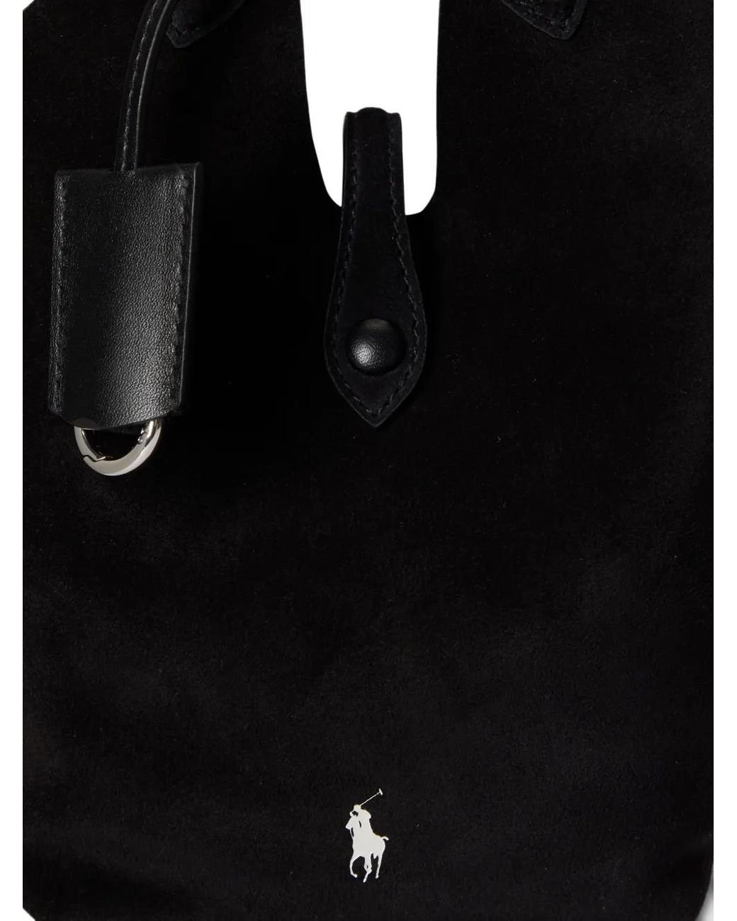 Polo Ralph Lauren Black Polo Play Suede Satchel Bag
