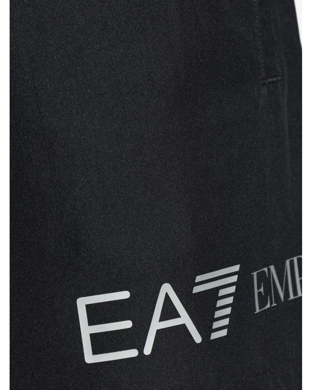 EA7 Black Logo-Print Drawstring Swim Shorts for men