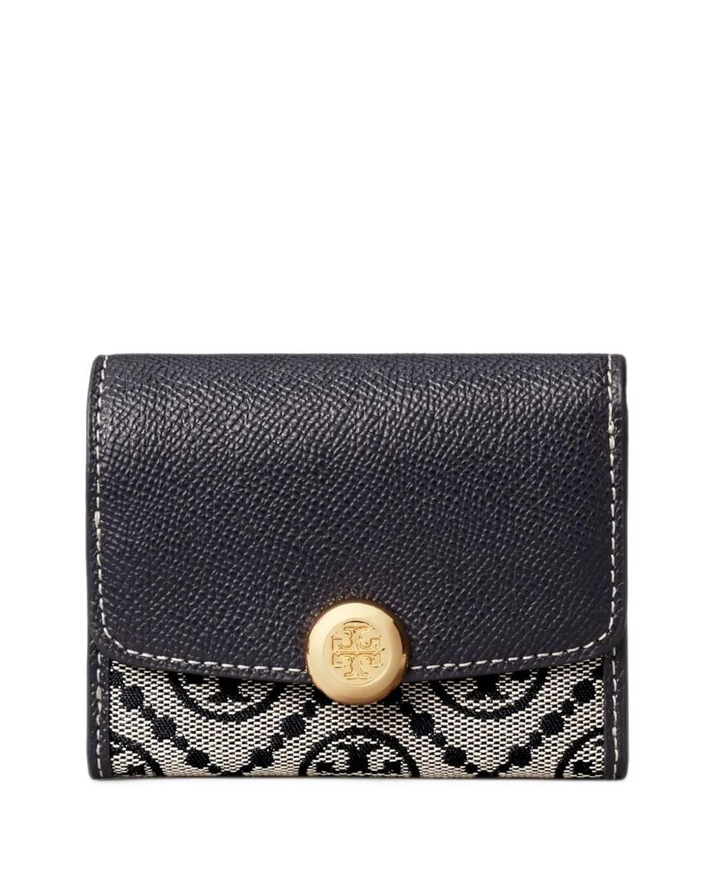 Tory Burch Blue T Monogram Romy Flap Wallet