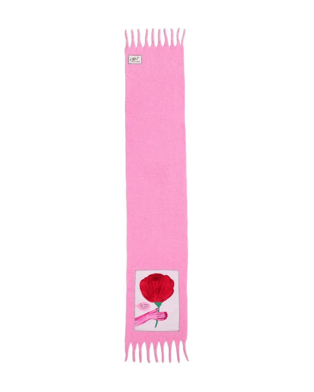 Marc Jacobs Pink Oh Rose Print Fringed Scarf