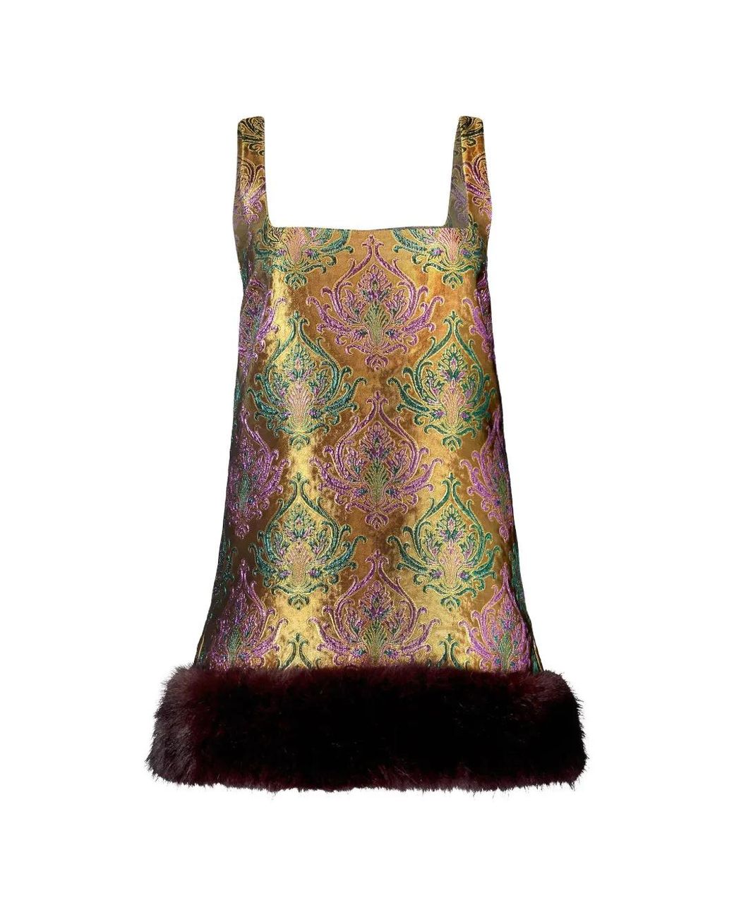 retroféte Green Sulvie Brocade Dress