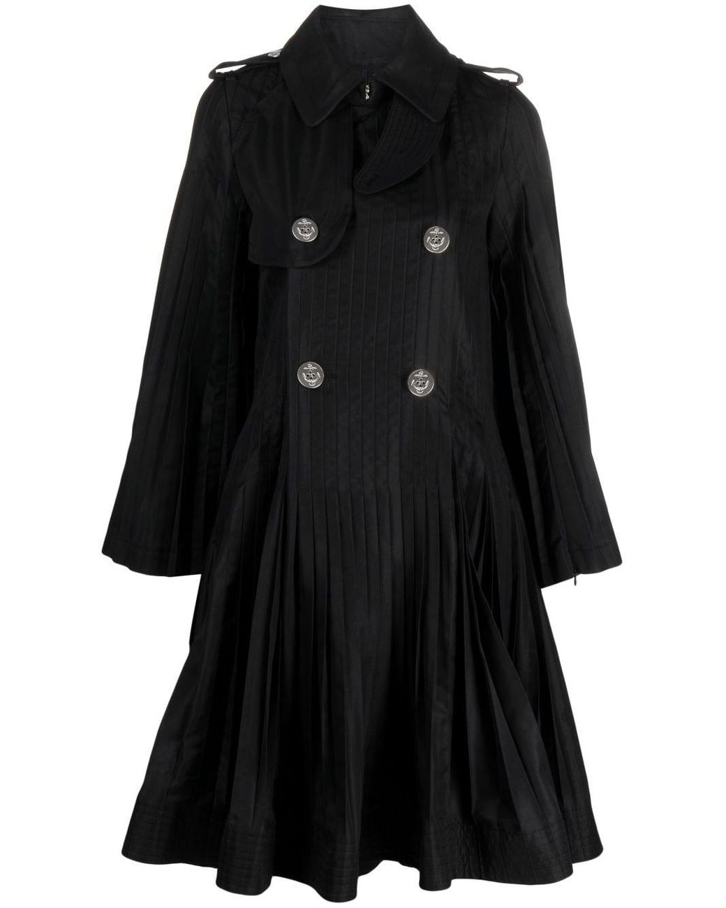 Sacai Double-breasted Peplum Coat in Black | Lyst