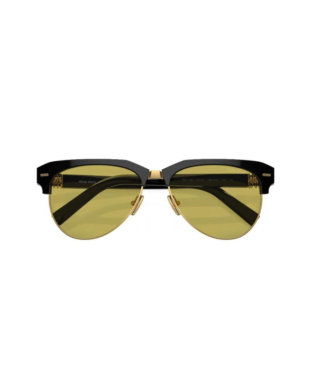 Miu Miu Black Logo-Lettering Navigator-Frame Sunglasses