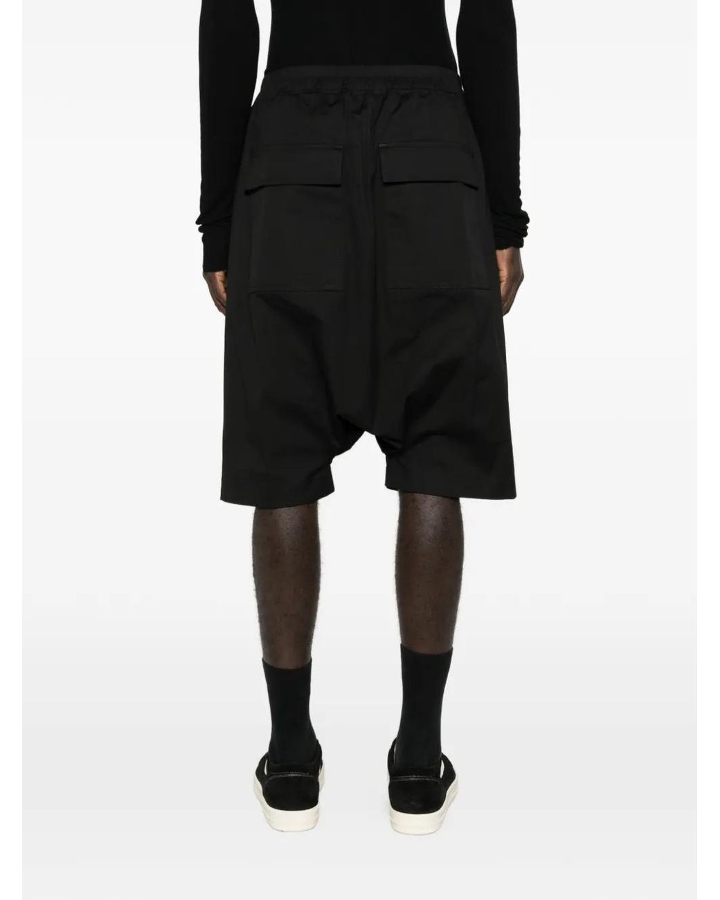 Rick Owens Drawstring Drop-Crotch Shorts in Black for Men | Lyst