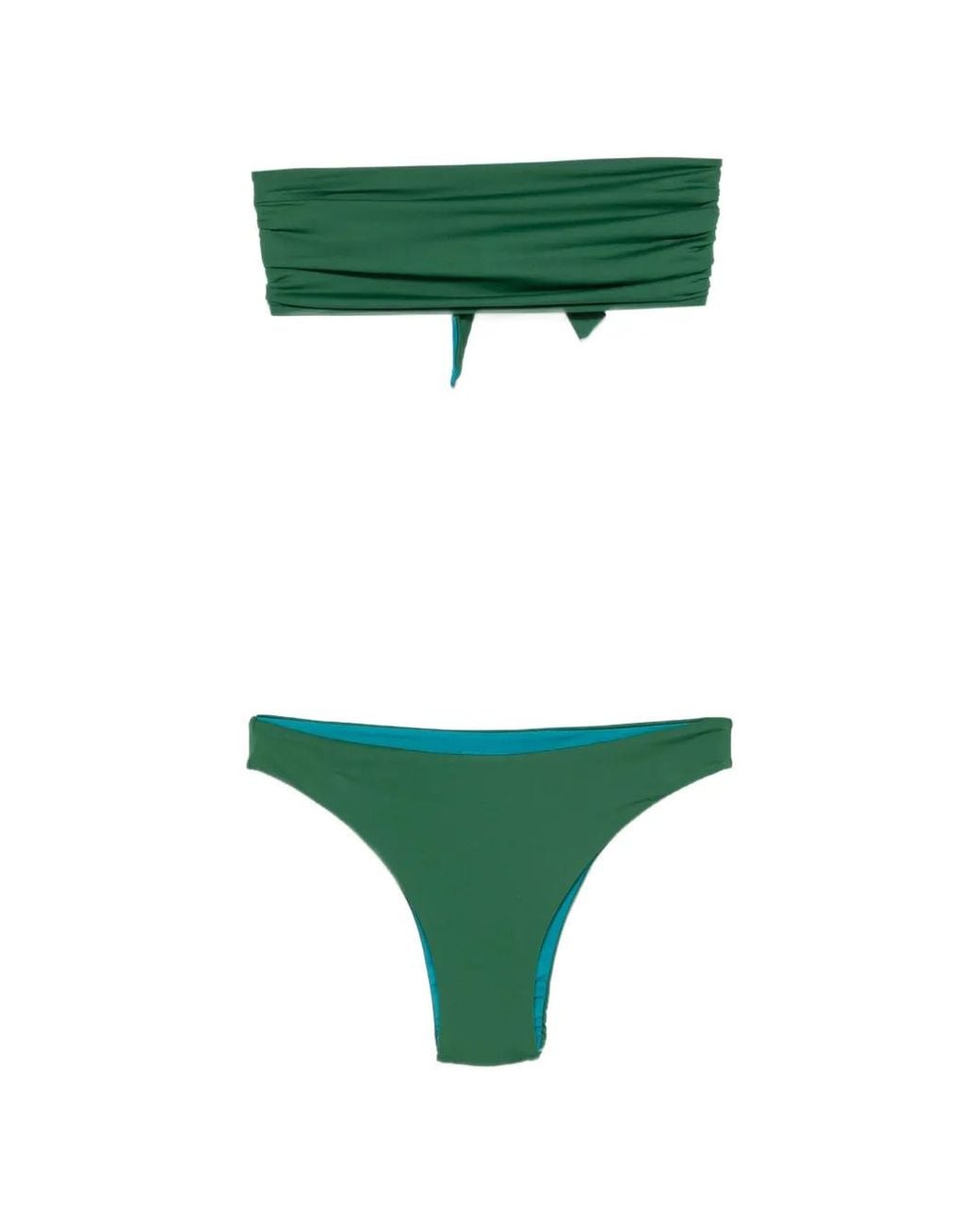 Fisico Green Knot-Detail Bandeau Bikini