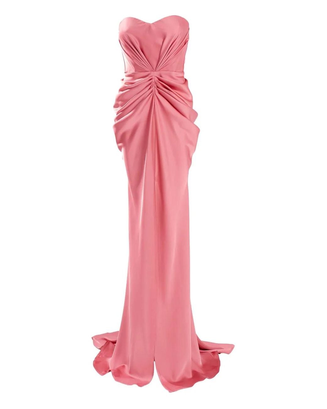 Ana Radu Pink Strapless Draped Maxi Dress