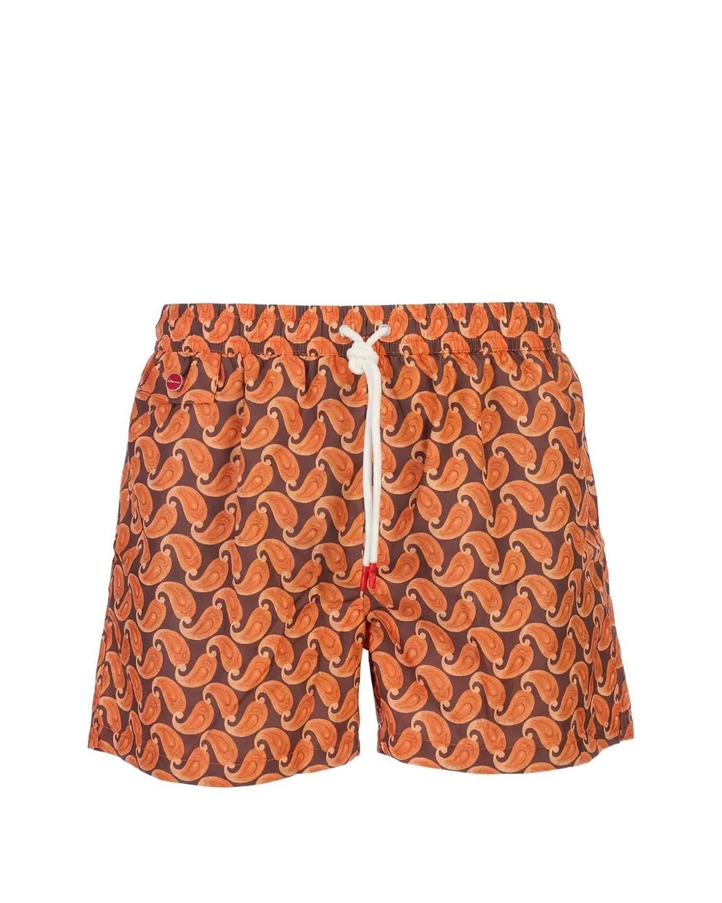 Kiton Orange Paisley-Print Swim Shorts for men