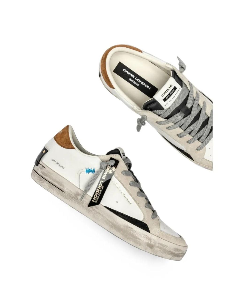 Crime London White Sk8 Deluxe Leather Sneakers for men