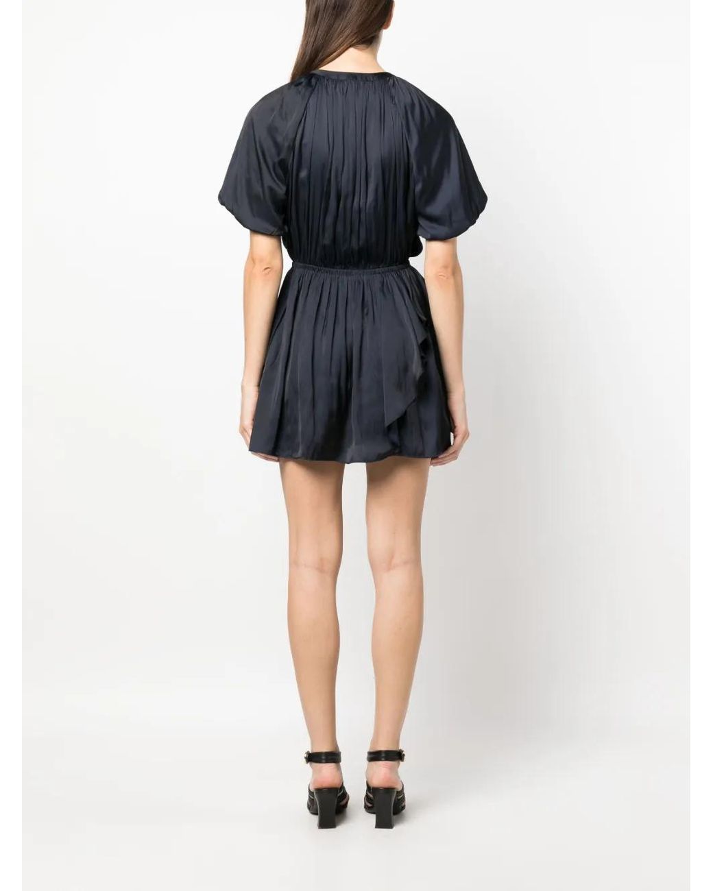 Zadig & Voltaire Black Romina Puff-Sleeve Ruched Mini Dress