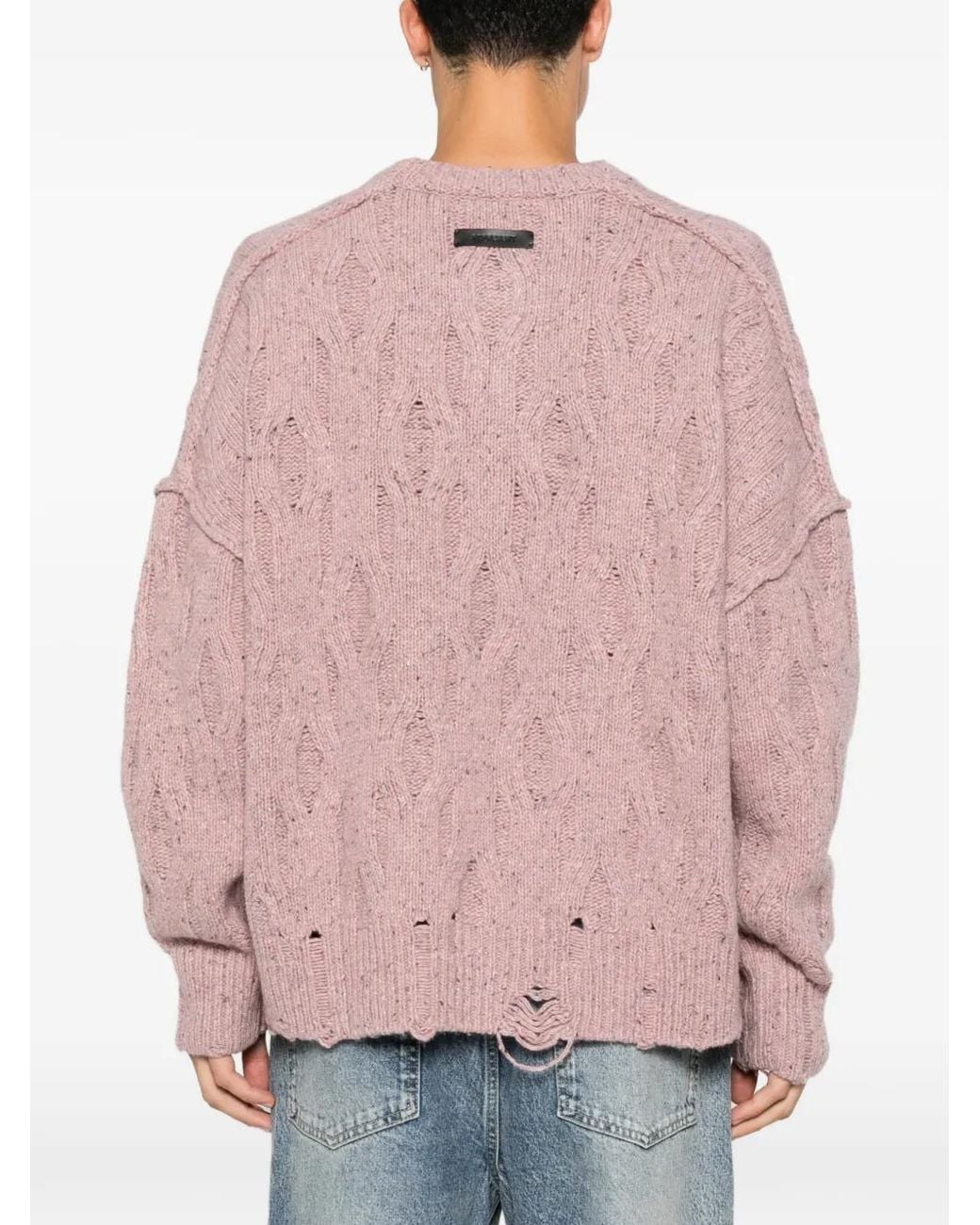 Represent Pink Pull Torsadé Effet Déchiré for men