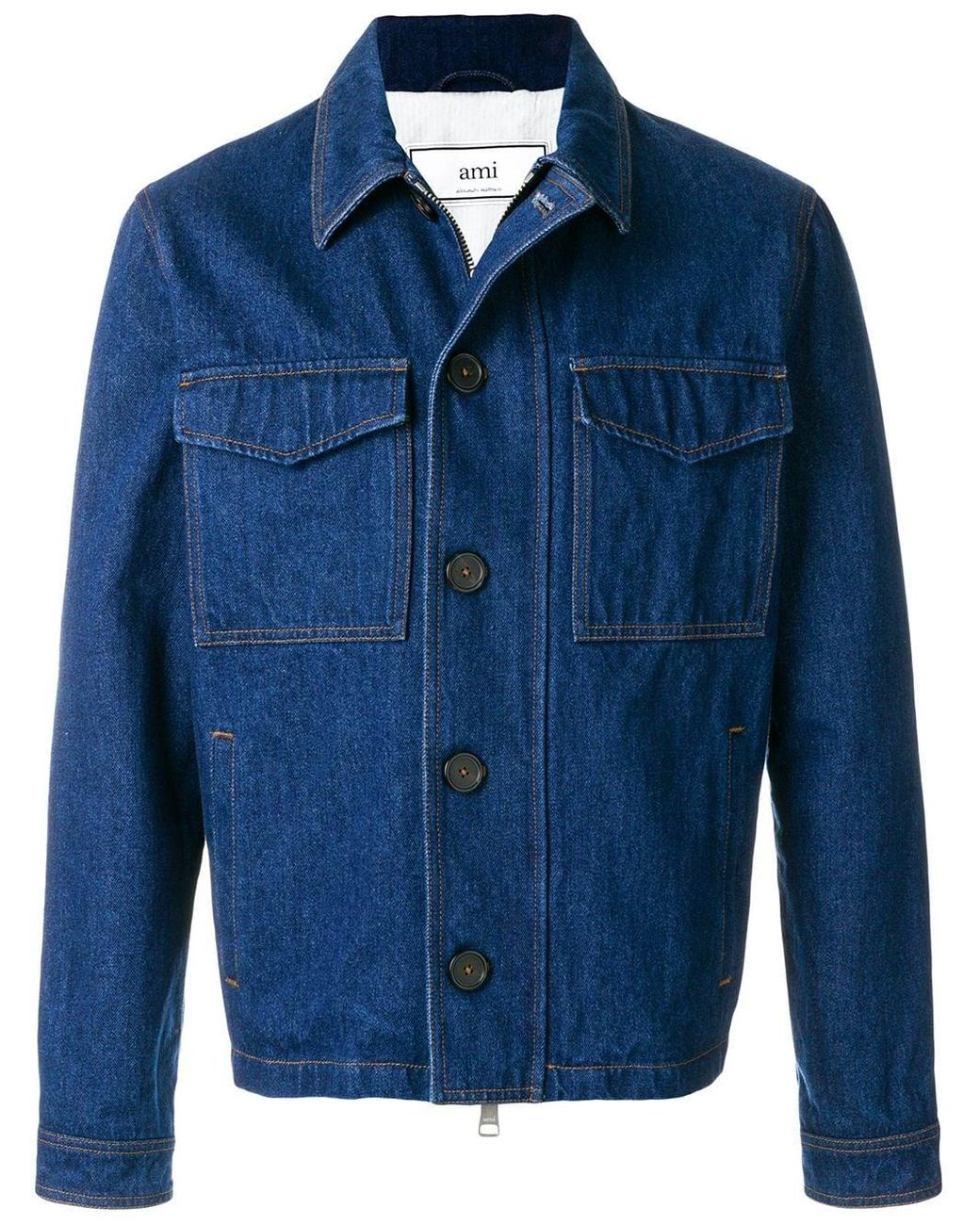 AMI Zipped Denim Jacket in Blue for Men - Lyst