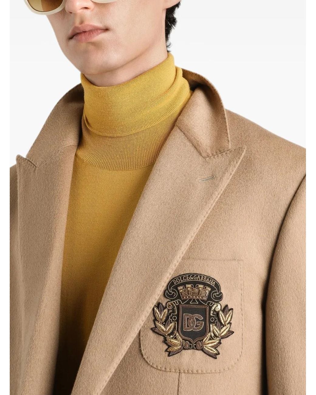 Dolce & Gabbana Natural Portofino Single-Breasted Cashmere Jacket for men