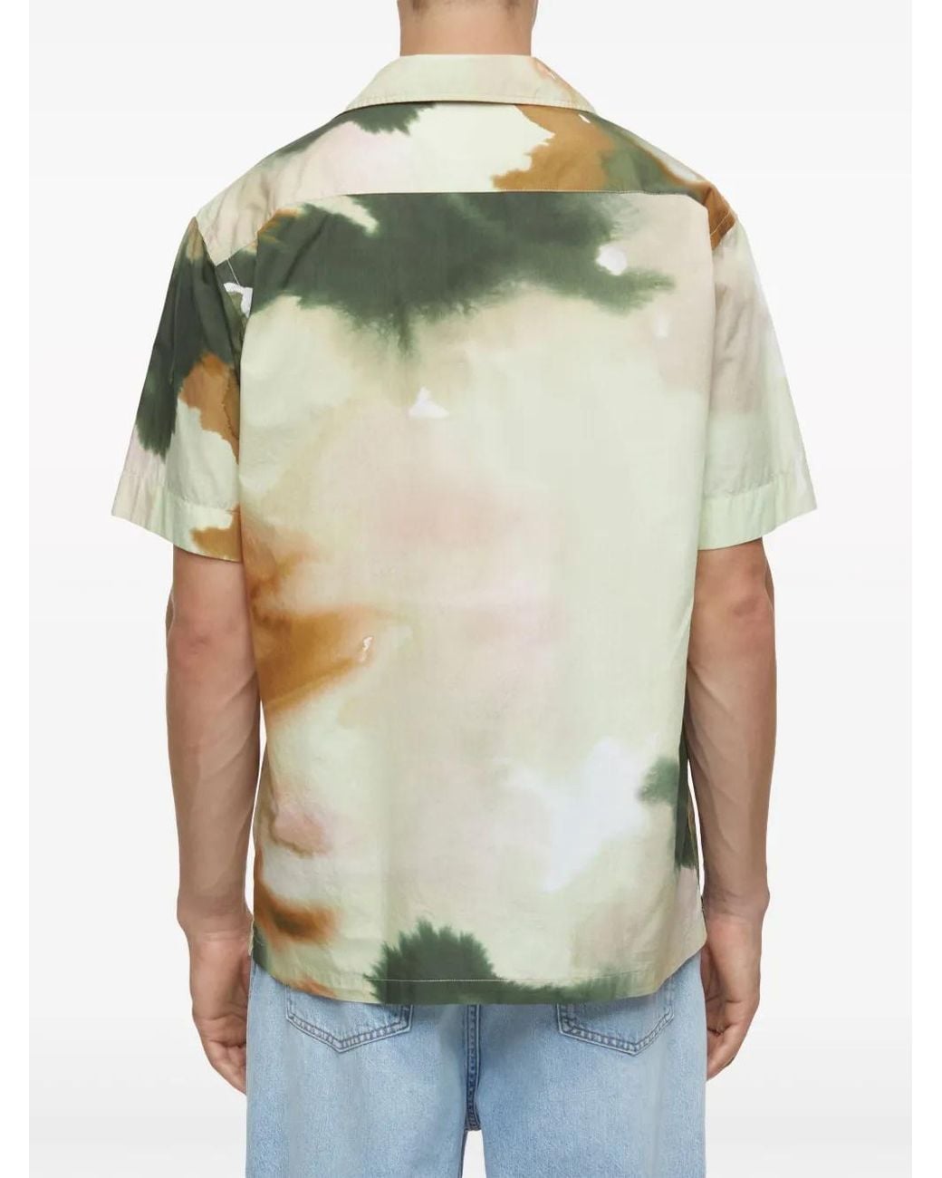 Closed Green Abstract-Pattern Short-Sleeve Cotton Shirt for men