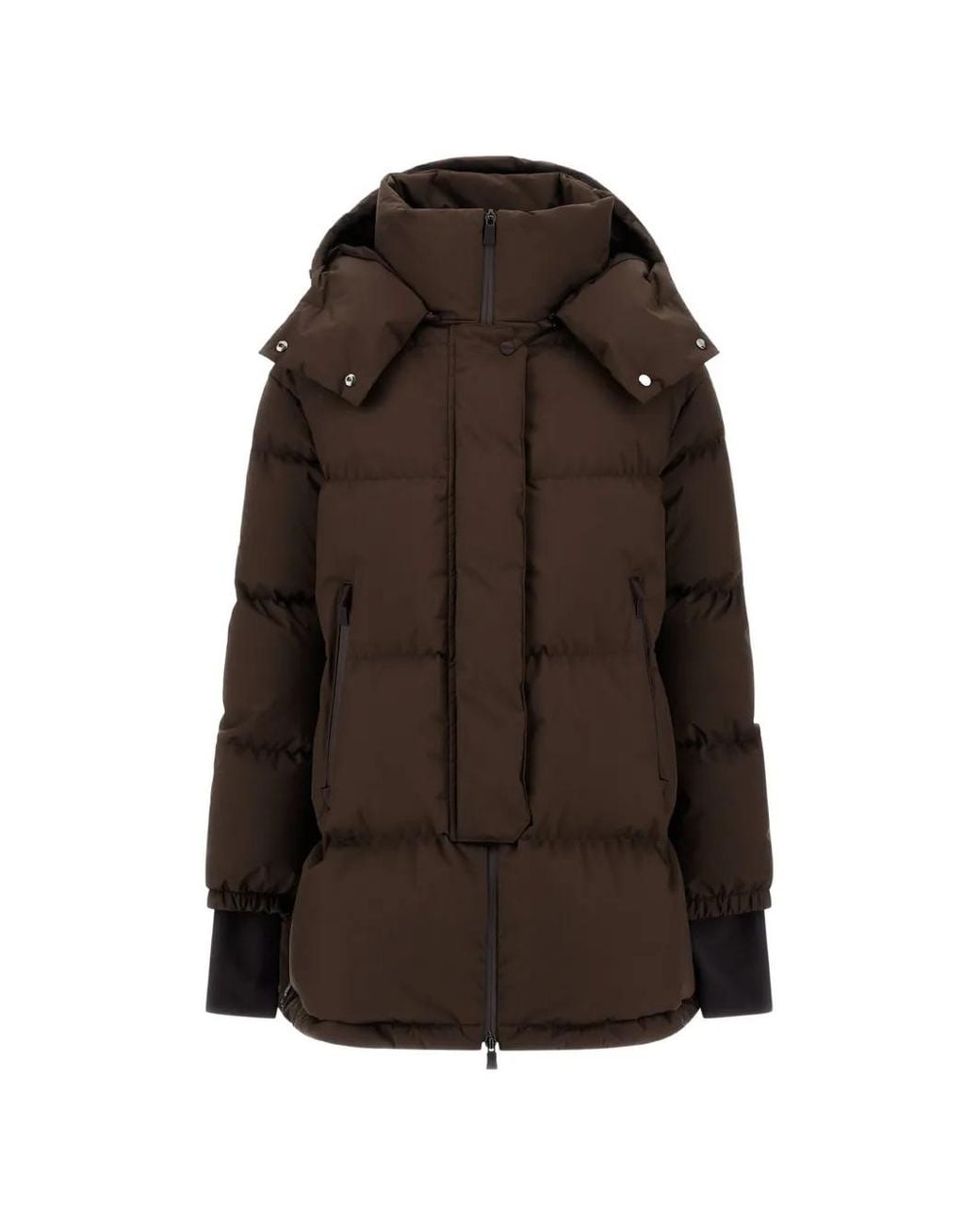 Herno Brown Hooded Single-Breasted Coat