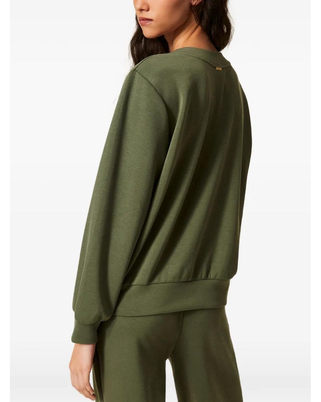 Twinset Green Scuba Crochet-Detail Cardigan