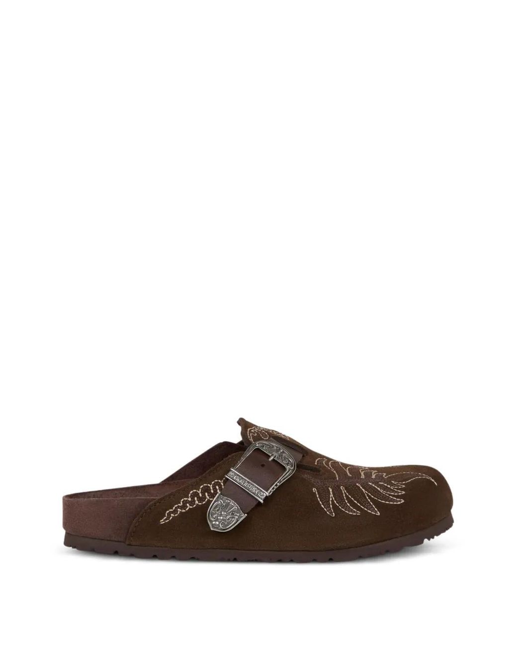 Etro Brown X Birkenstock Embroidered Suede Boston Clogs for men