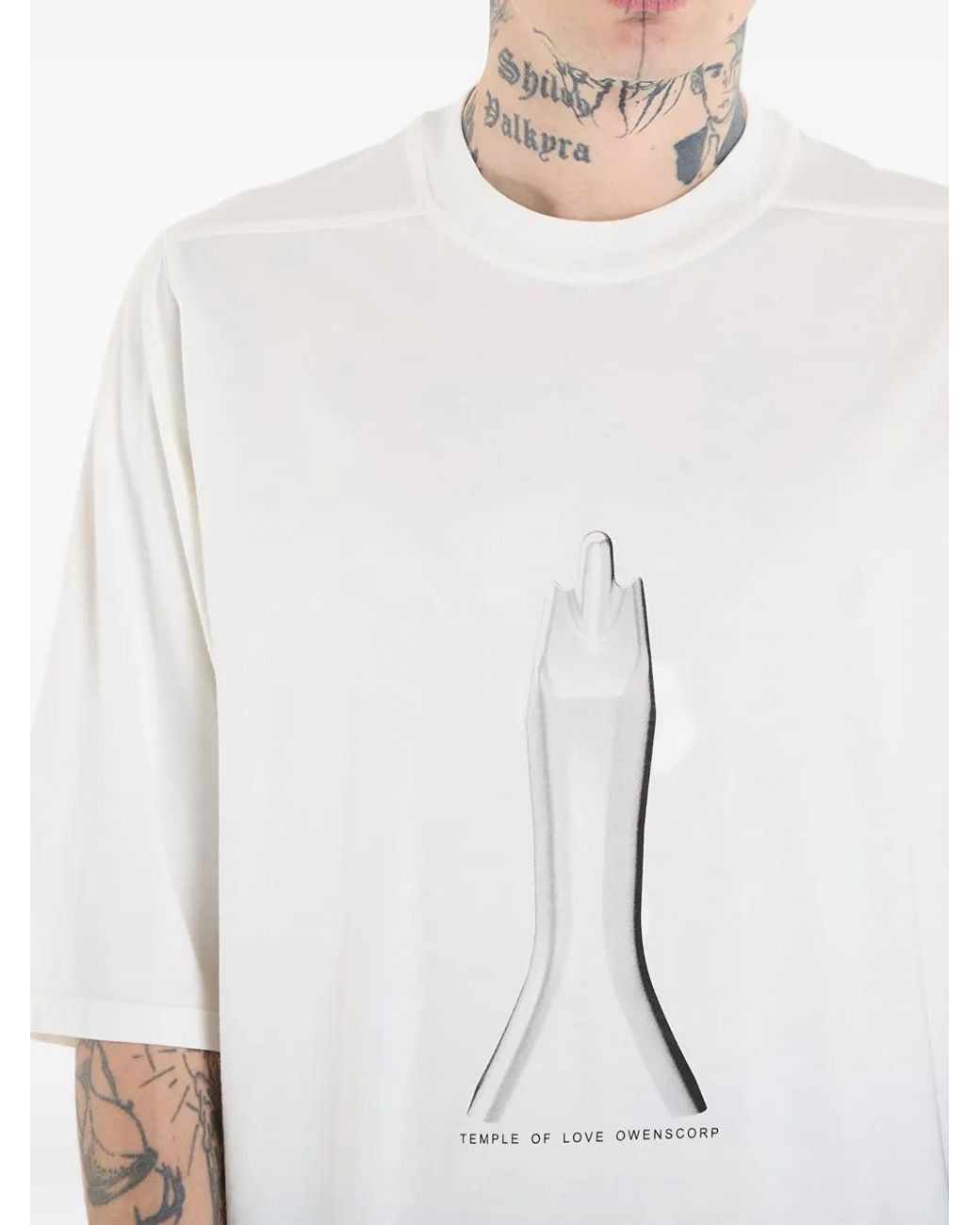 Rick Owens White Graphic Jumbo T-Shirt for men