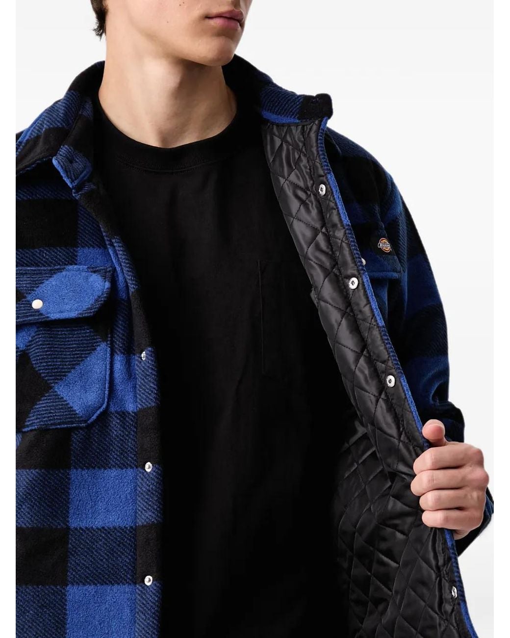 Dickies Blue Check-Pattern Padded Jacket for men