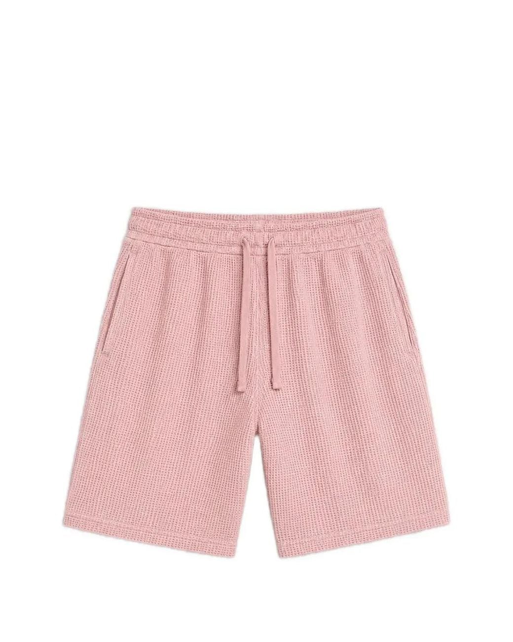 Sweet Pants Pink Waffle-Knit Logo-Patch Shorts