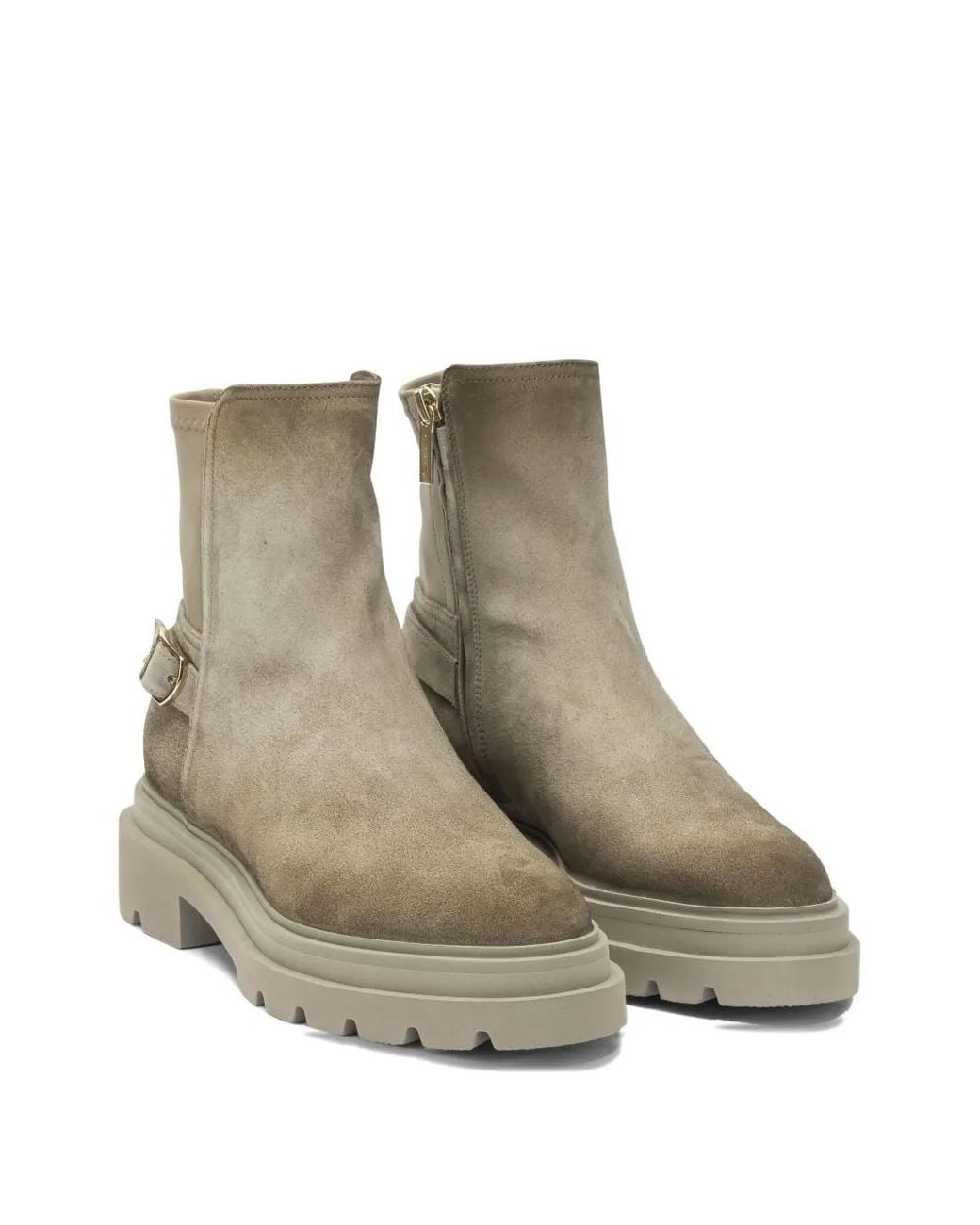 Santoni Brown Suede Ankle Boots With Zipper