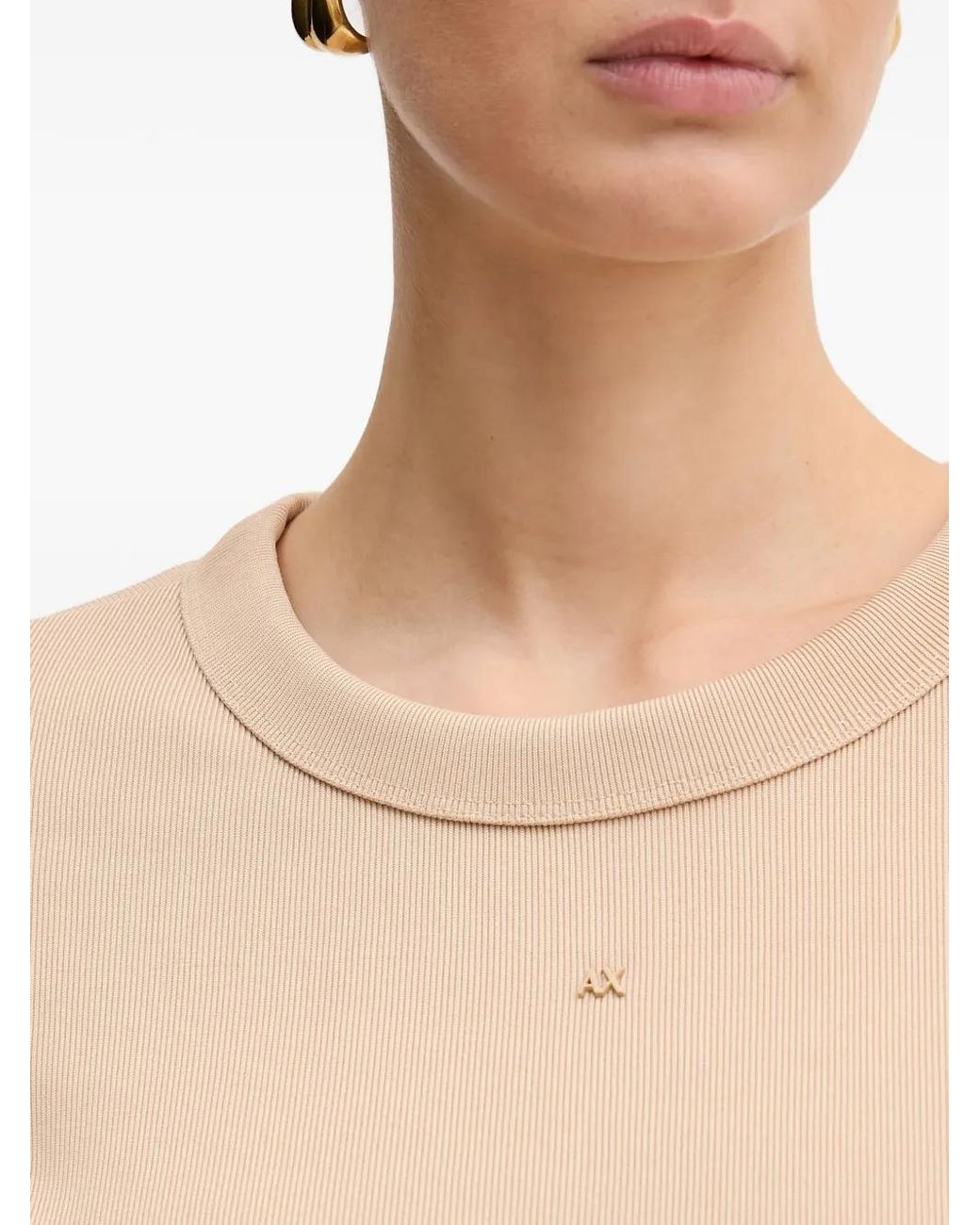 ARMANI EXCHANGE Natural Long-Sleeve Split Dress