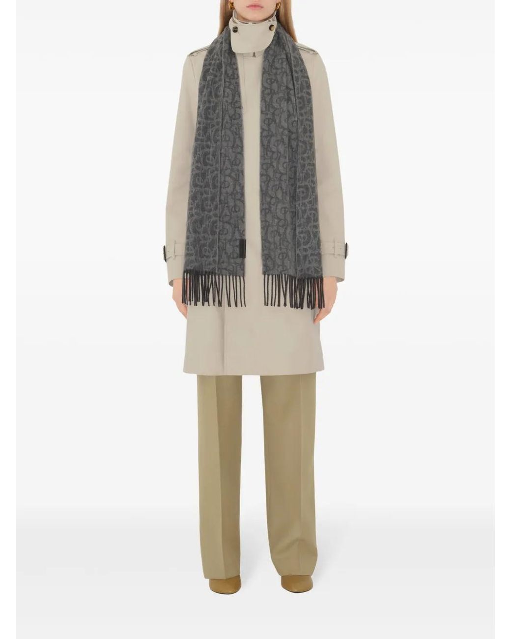 Burberry Gray B Charm Sashmere Scarf