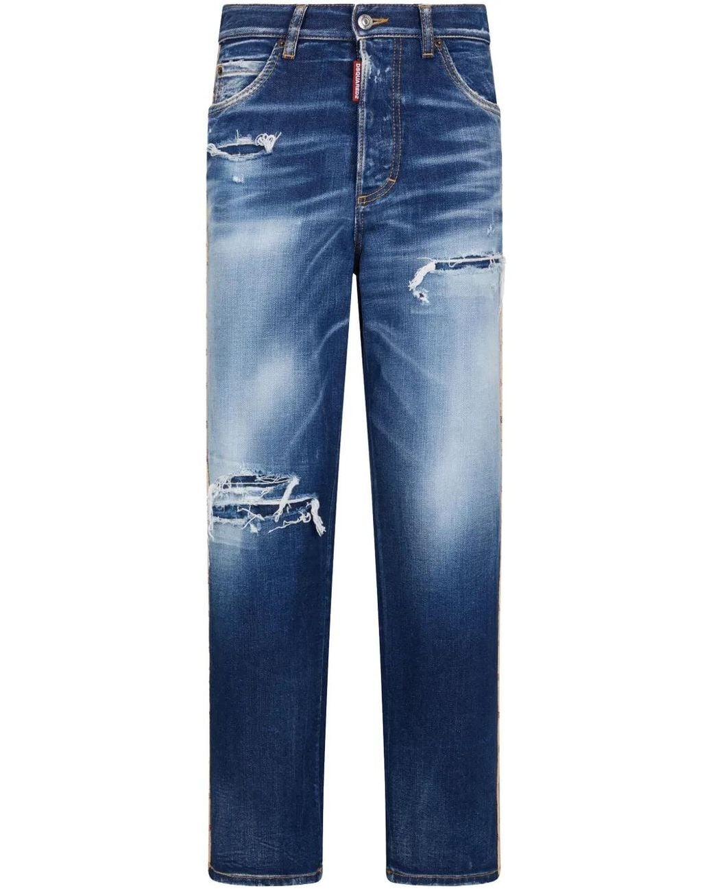 DSquared² Blue Lace-Up Distressed Jeans