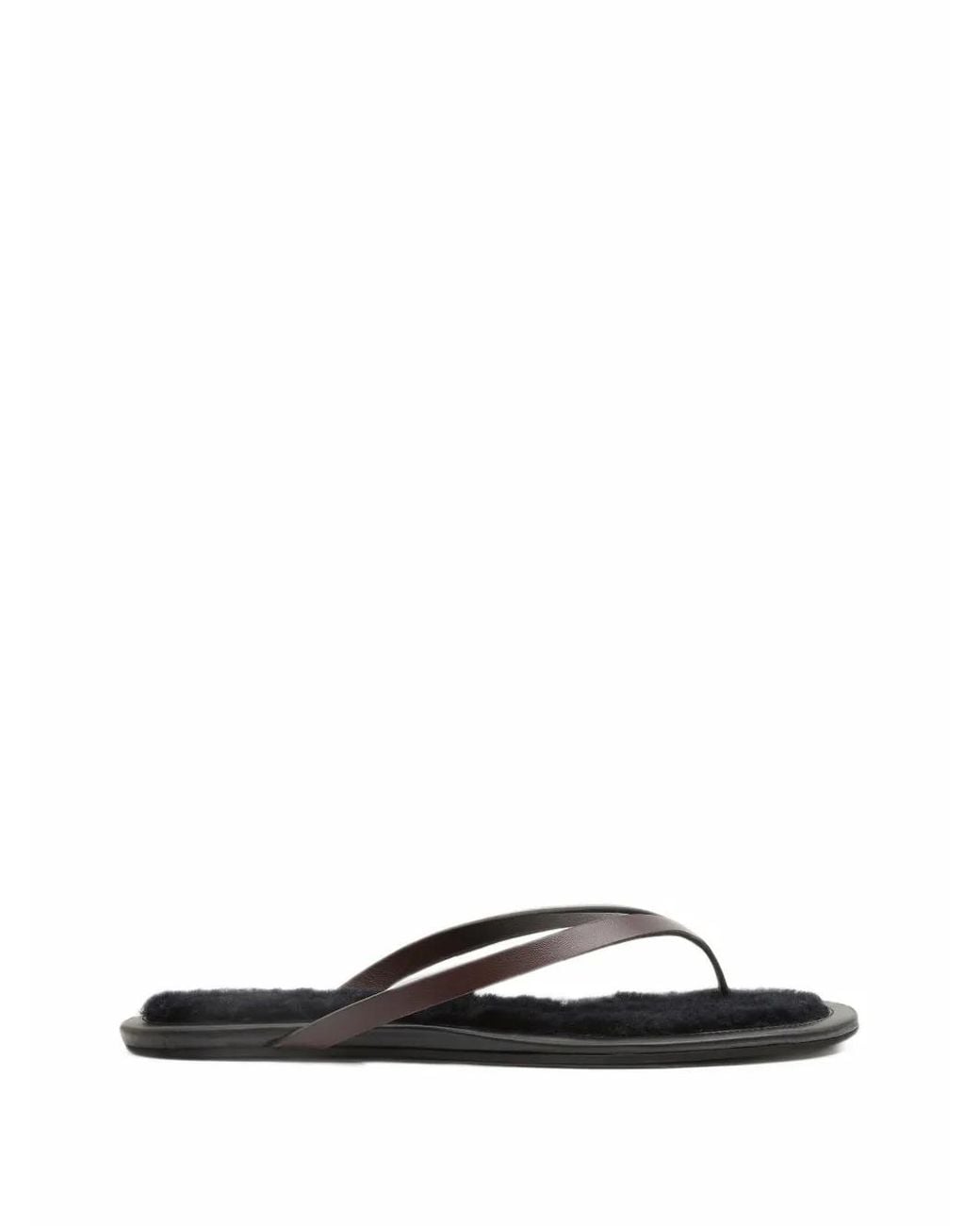 Christopher Esber White Joan Shearling-Footbed Flip Flops