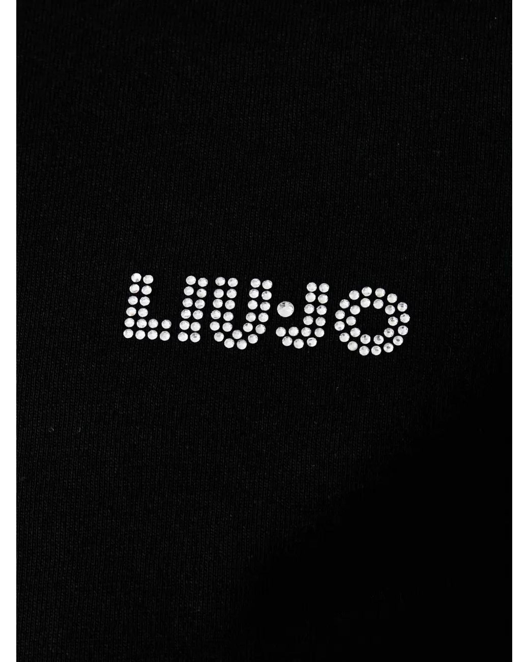 Liu Jo Black T-Shirt À Manches Longues Et Logo Ornementé
