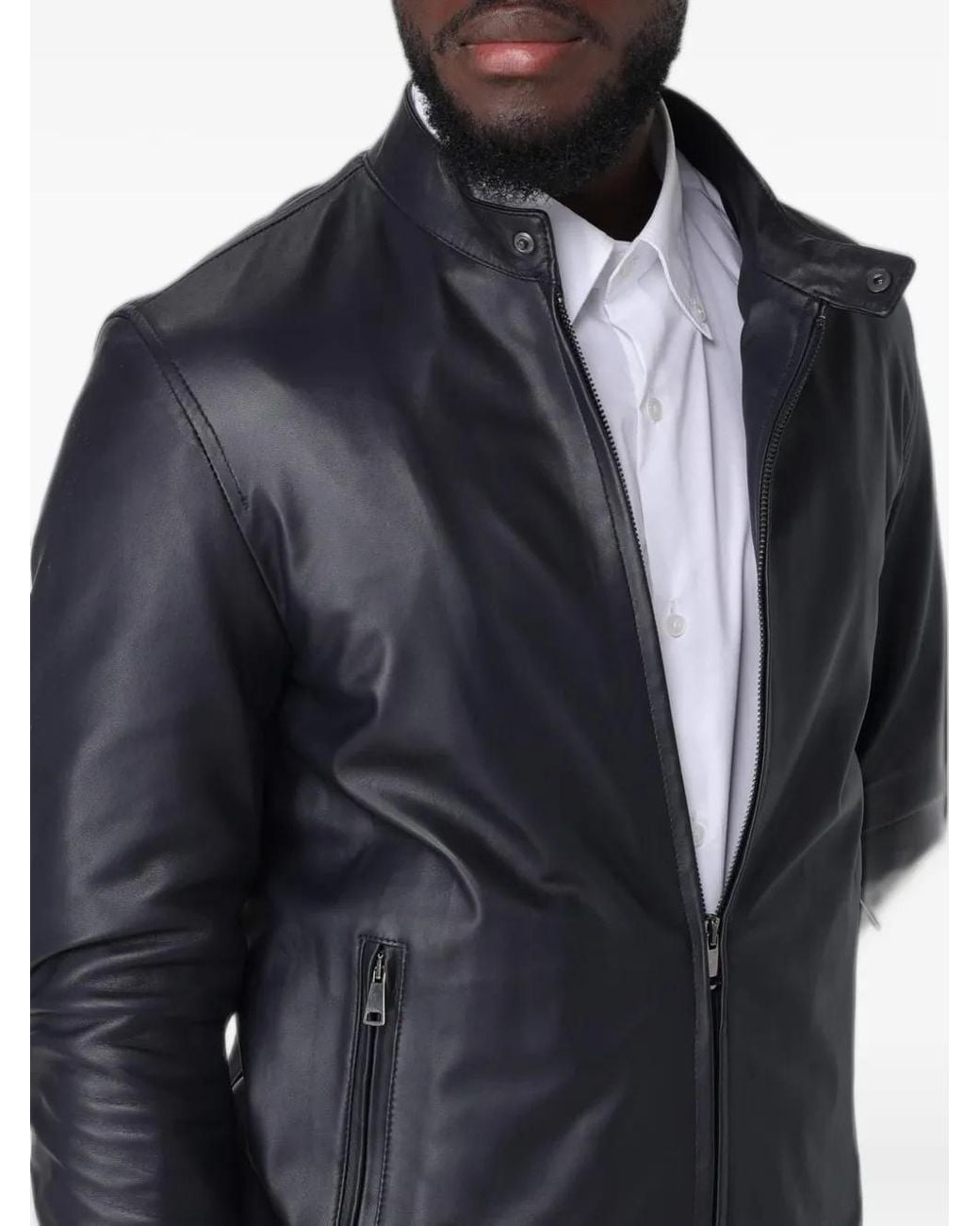 XC Blue Leather Jacket for men