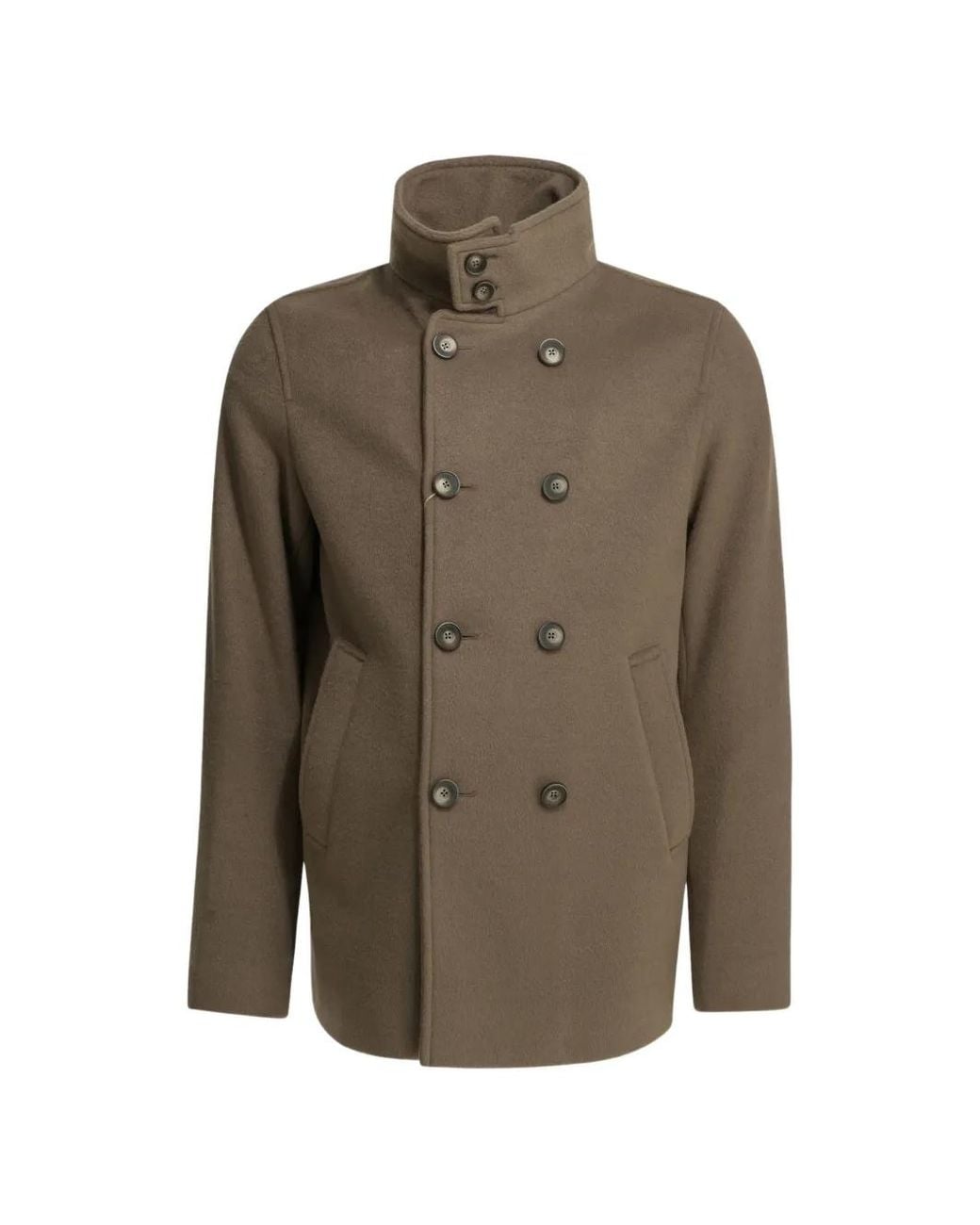Herno Brown Peacoat Resort Double-Breasted Short Coat for men