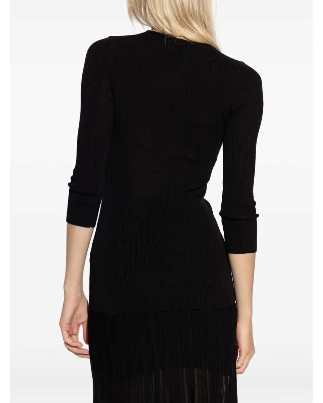 Isabel Marant Black Ribbed V-Neck Top
