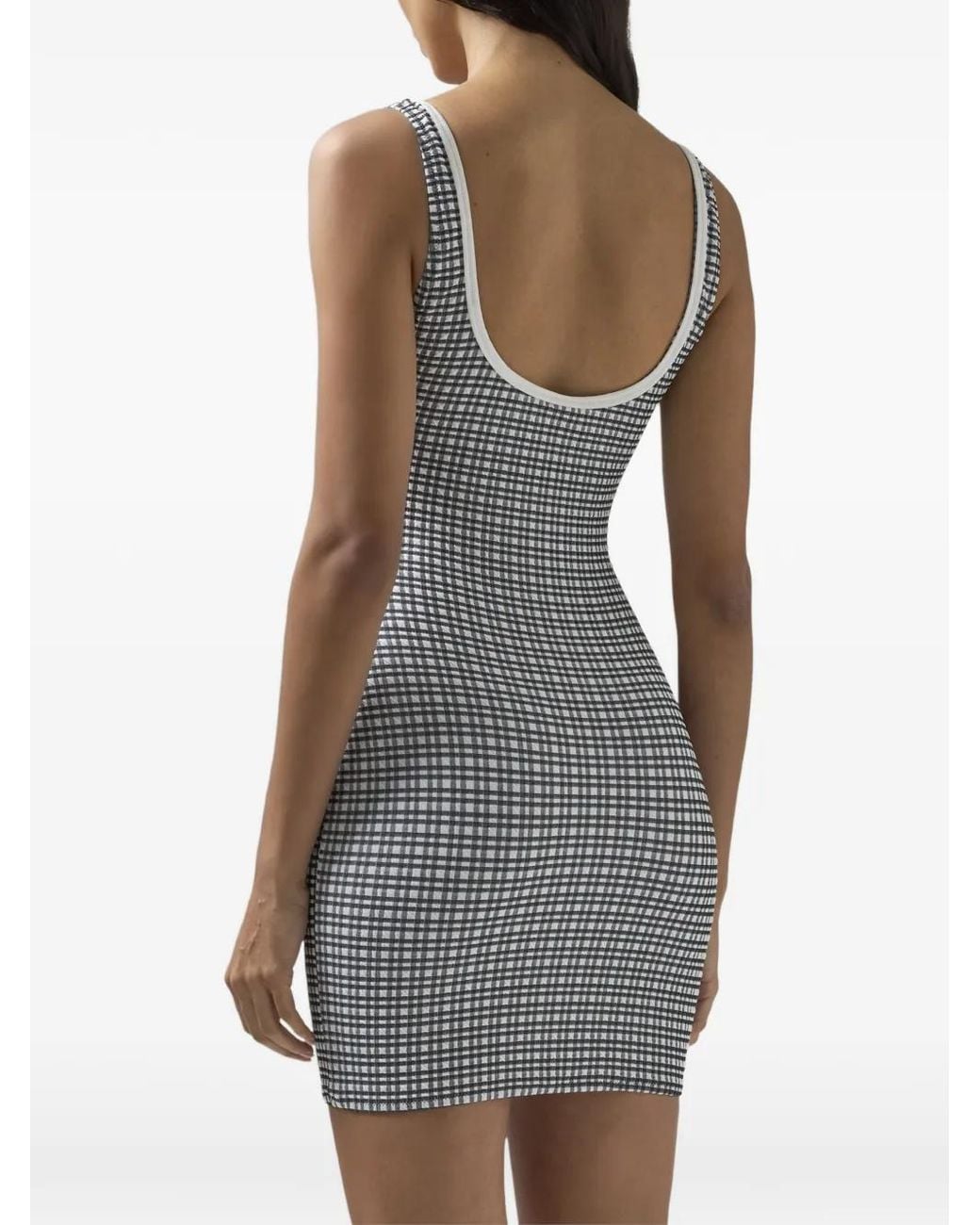 Gcds Gray Gingham-Pattern Mini Dress