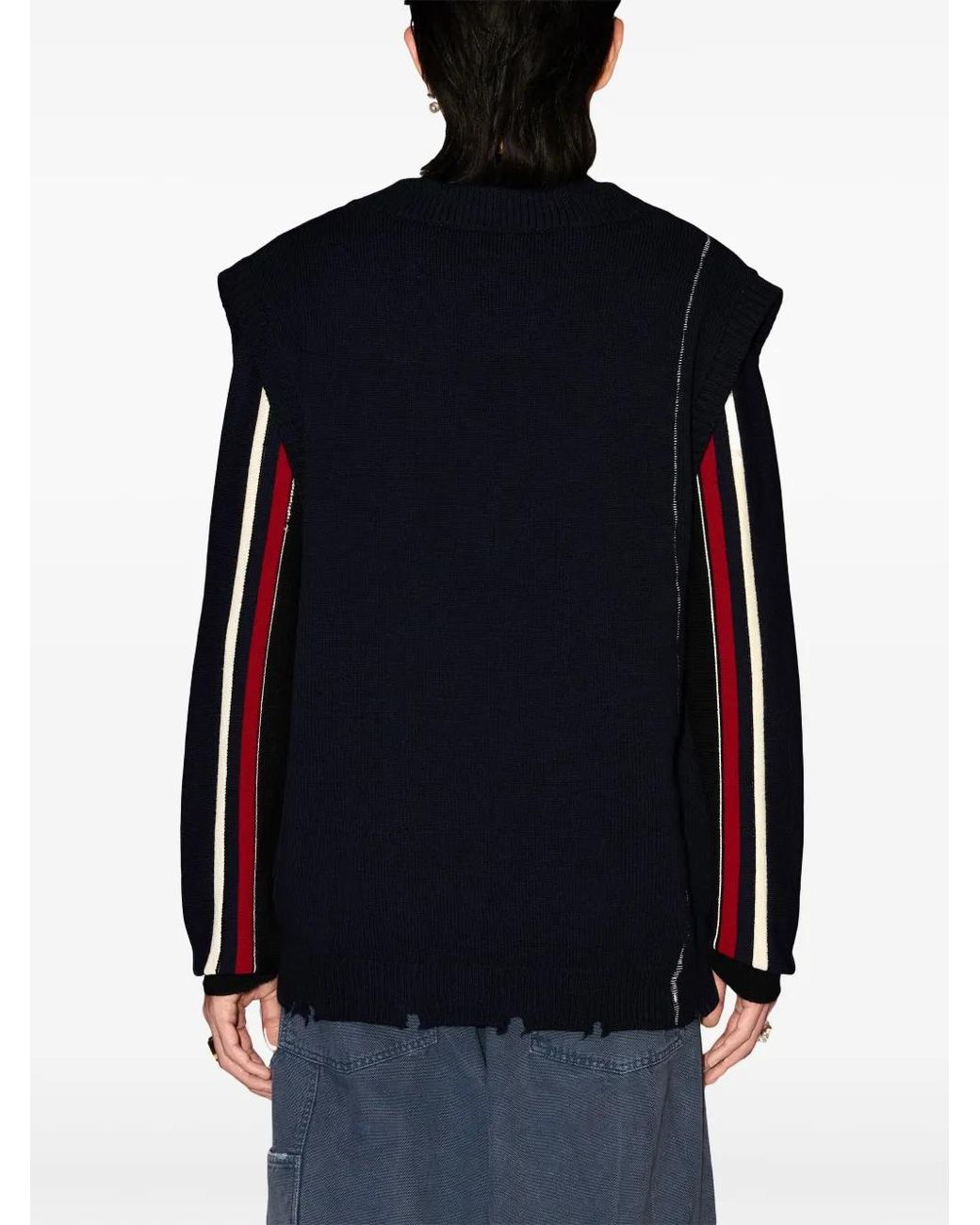 Ambush Black Raw-Cut Knitted Wool Vest for men