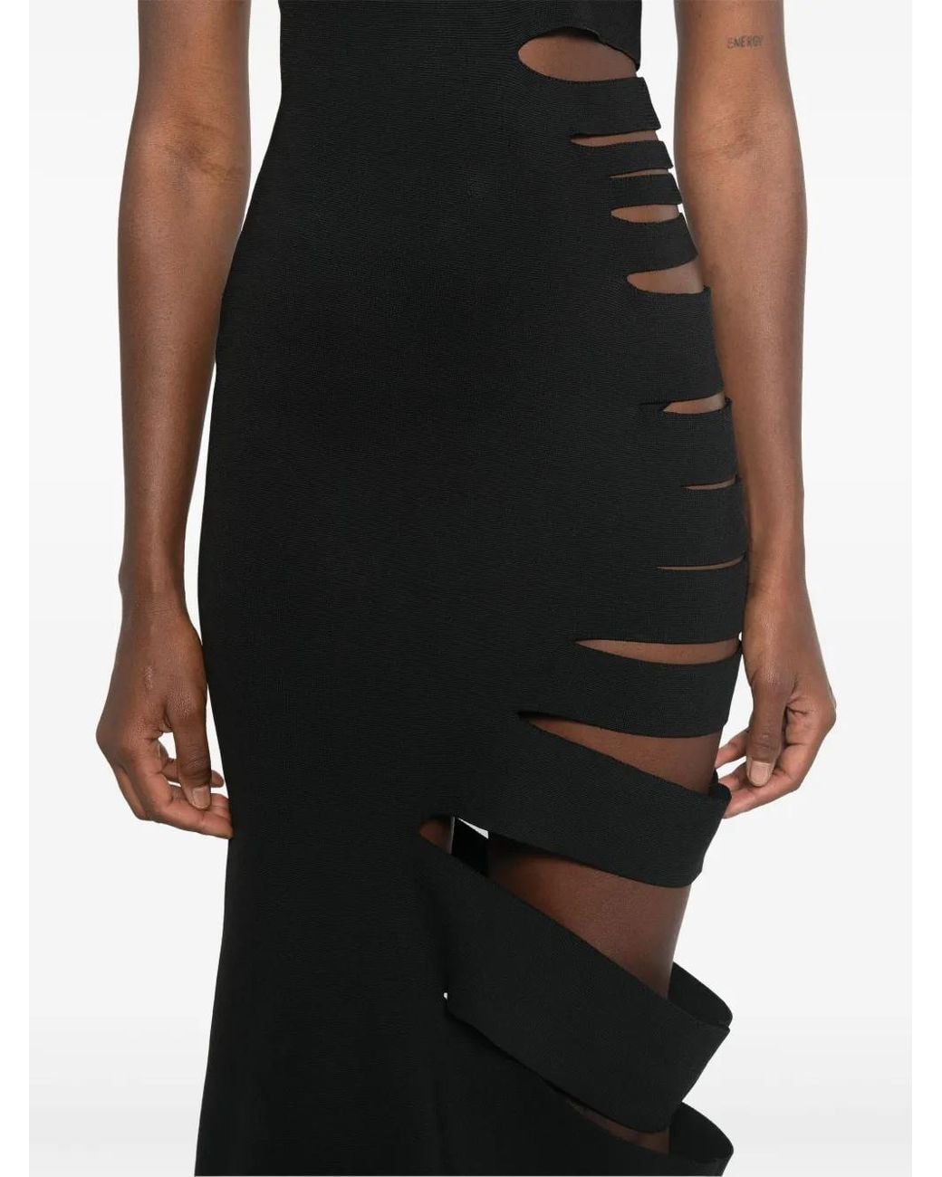 Mugler Black Bandage Knitted Dress