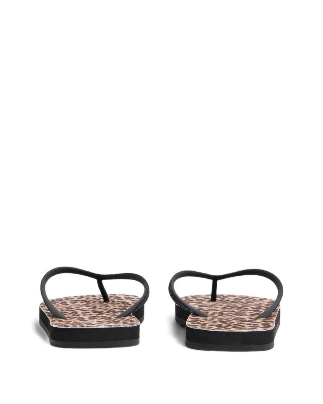 DSquared² Brown Wild2 Leopard Print Flip Flops for men