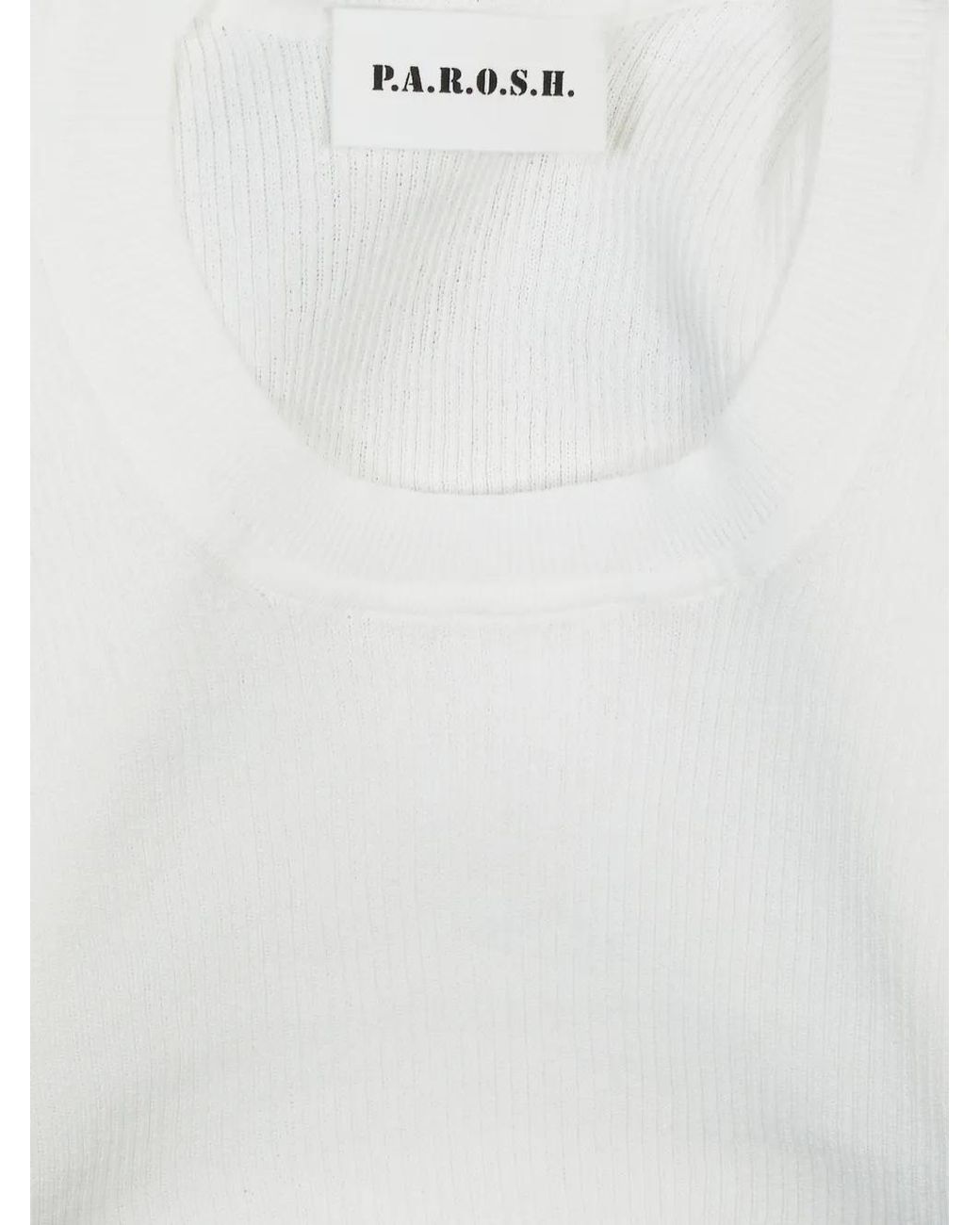 P.A.R.O.S.H. White Ribbed T-Shirt