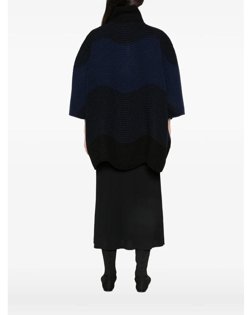 Emporio Armani Blue Wave-Pattern Ribbed Jacket
