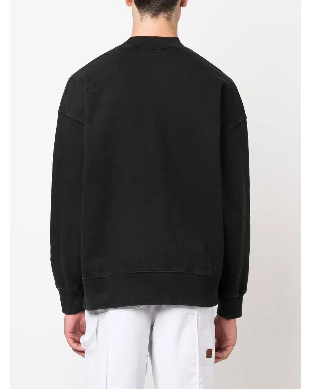 Palm Angels Black Distressed Burning Logo-print Sweatshirt for men