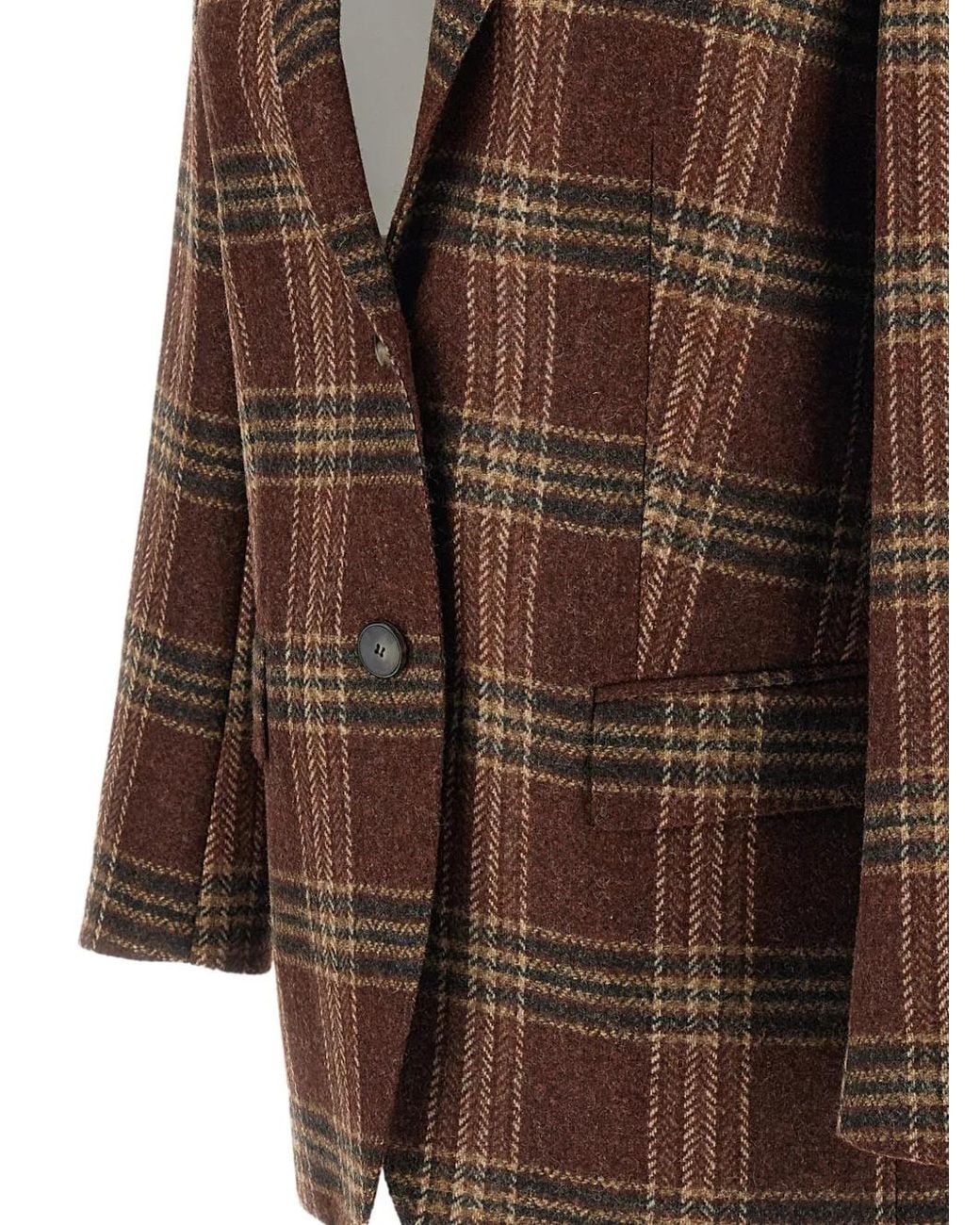 Alberto Biani Brown Blazer En Laine À Carreaux