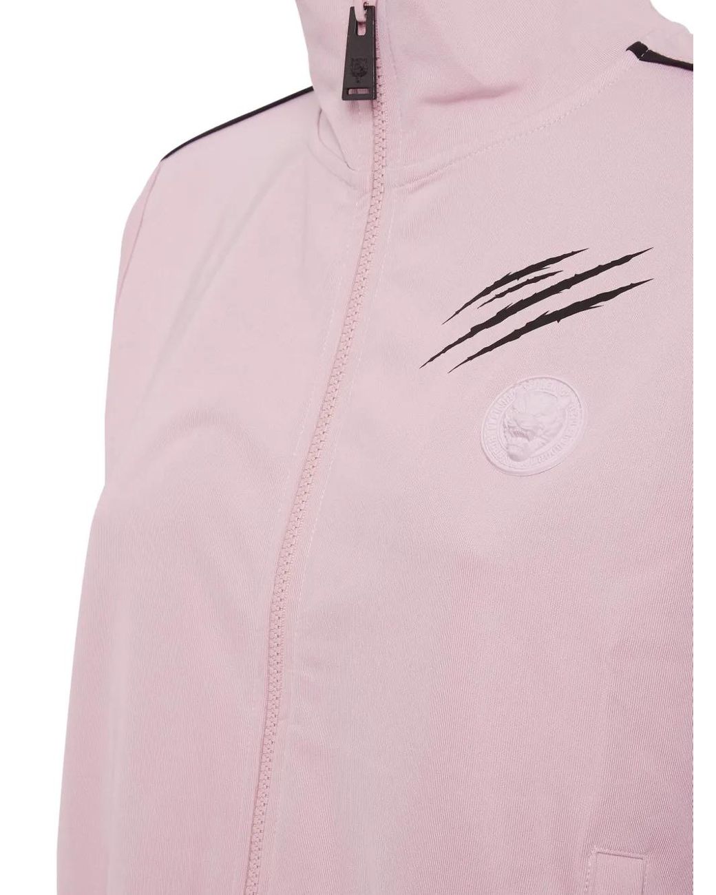 Philipp Plein Pink Logo-Patch Zip-Up Jacket